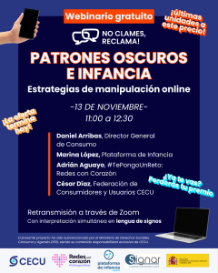 Webinar | Patrones oscuros e infancia: estrategias de manipulación online