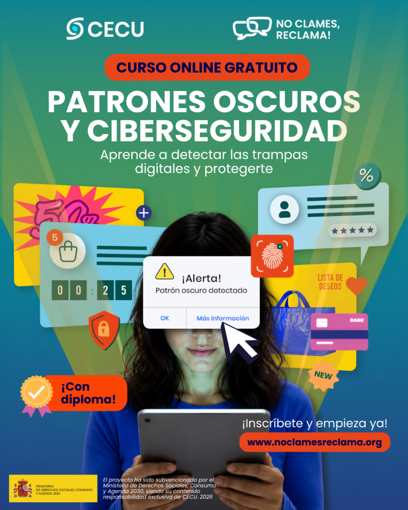 CURSO ONLINE GRATUITO Patrones oscuros y ciberseguridad. Aprende a detectar las trampas digitales y protegerte